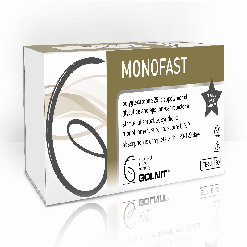 Mонофаст (Поліглекапрон 25) шовний матеріал USP(EP): 3/0 (2,0), Голка: Зворотньо-ріжуча 26мм, 3/8 кола, Одно-голкова, Нитка: 75см